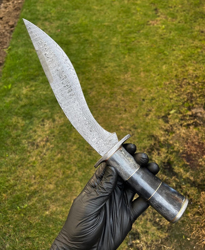 Damascus Steel Trailing Point Camping knife