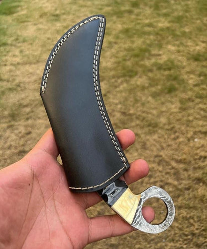 Custom Handmade Damascus steel Ring Tail karambit knife