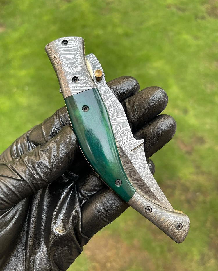 Custom Handmade Damascus Blade EDC Folding Pocket Knife
