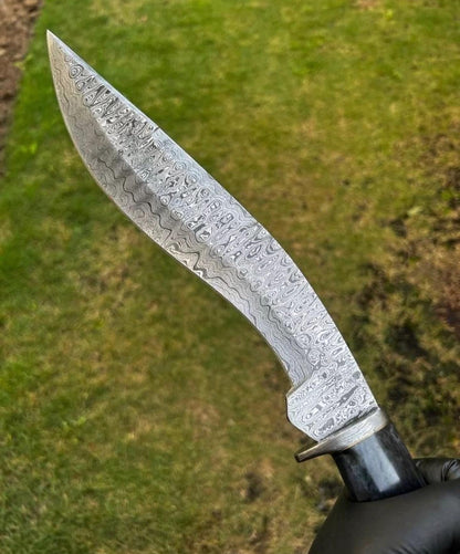 Damascus Steel Trailing Point Camping knife