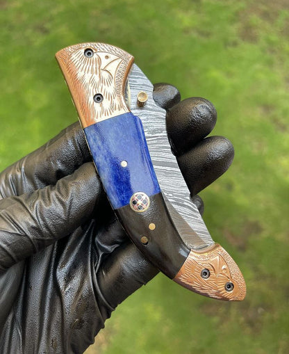 Damascus Blade EDC Folding Pocket Knife