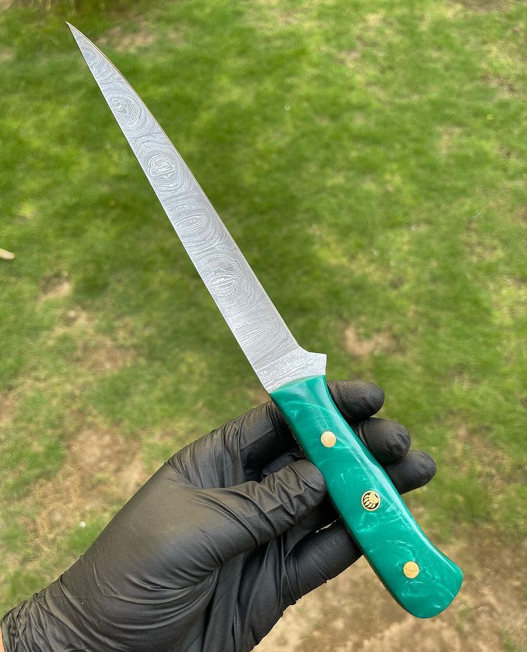 Custom made Damascus steel fillet knife