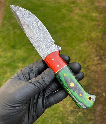 Custom Handmade Damascus Steel Fixed Blade Hunting Knife